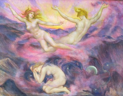 Nacht en Dageraad door Evelyn De Morgan